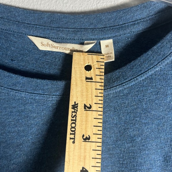 Soft Surroundings Blue Heathered Long Sleeve Tunic Top with Lace Detail M - Picture 3 of 4